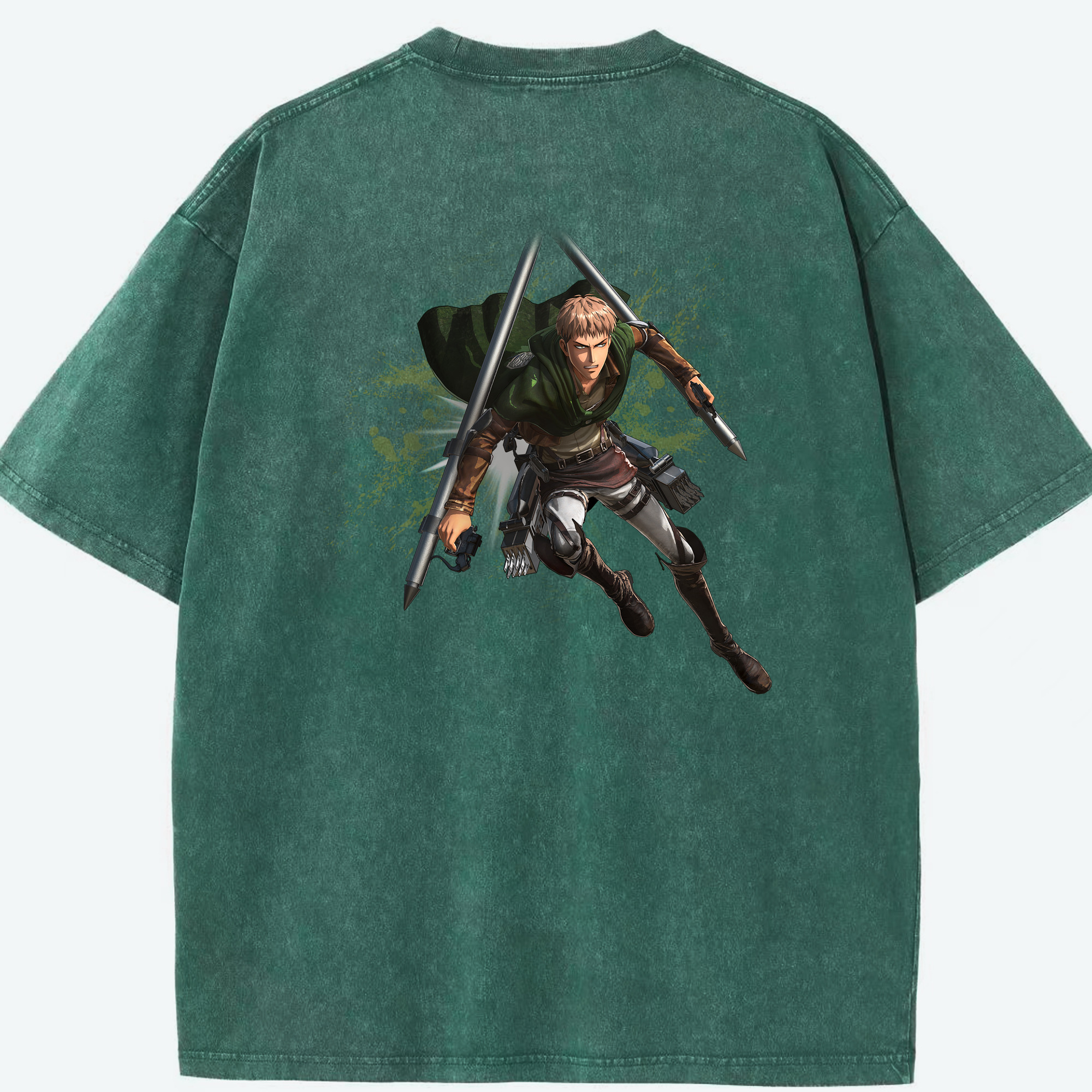 （画像用） 進撃の巨人 ジャン・キルシュタイン Attack on Titan Jean Kirstein 綿100% ヴィンテージ風 半袖Tシャツ（背面プリント）